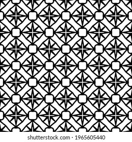  Geometric vector pattern with triangular elements. Seamless abstract ornament for wallpapers and backgrounds. Black and white colors.