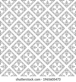  Geometric vector pattern with triangular elements. Seamless abstract ornament for wallpapers and backgrounds. Black and white colors.
