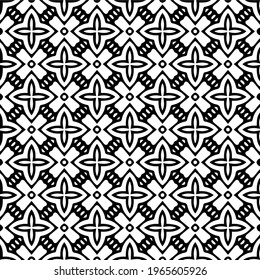  Geometric vector pattern with triangular elements. Seamless abstract ornament for wallpapers and backgrounds. Black and white colors.