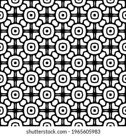  Geometric vector pattern with triangular elements. Seamless abstract ornament for wallpapers and backgrounds. Black and white colors.
