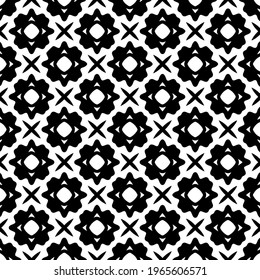  Geometric vector pattern with triangular elements. Seamless abstract ornament for wallpapers and backgrounds. Black and white colors.