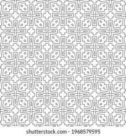 Geometric vector pattern with triangular elements. Seamless abstract ornament for wallpapers and backgrounds. Black and white colors.