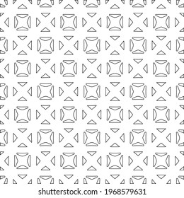 Geometric vector pattern with triangular elements. Seamless abstract ornament for wallpapers and backgrounds. Black and white colors.
