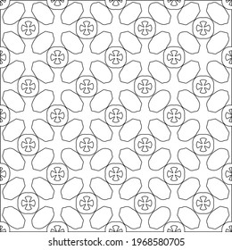 Geometric vector pattern with triangular elements. Seamless abstract ornament for wallpapers and backgrounds. Black and white colors.