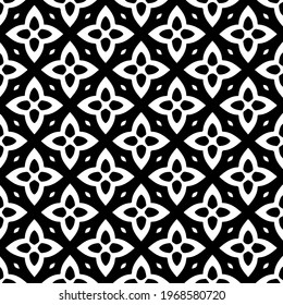 Geometric vector pattern with triangular elements. Seamless abstract ornament for wallpapers and backgrounds. Black and white colors.
