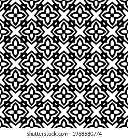 Geometric vector pattern with triangular elements. Seamless abstract ornament for wallpapers and backgrounds. Black and white colors.
