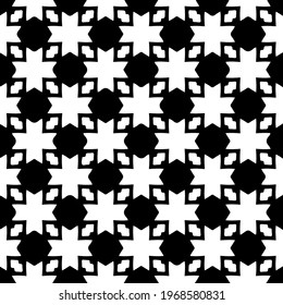 Geometric vector pattern with triangular elements. Seamless abstract ornament for wallpapers and backgrounds. Black and white colors.