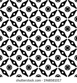 Geometric vector pattern with triangular elements. Seamless abstract ornament for wallpapers and backgrounds. Black and white colors.
