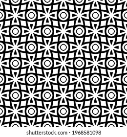Geometric vector pattern with triangular elements. Seamless abstract ornament for wallpapers and backgrounds. Black and white colors.
