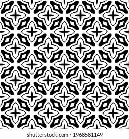 Geometric vector pattern with triangular elements. Seamless abstract ornament for wallpapers and backgrounds. Black and white colors.

