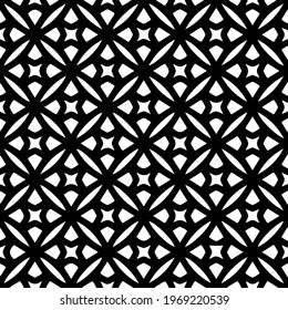 Geometric vector pattern with triangular elements. Seamless abstract ornament for wallpapers and backgrounds. Black and white colors.