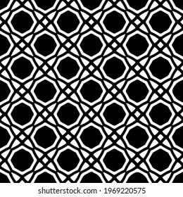 Geometric vector pattern with triangular elements. Seamless abstract ornament for wallpapers and backgrounds. Black and white colors.