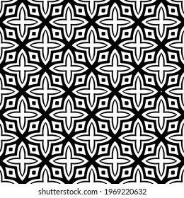 Geometric vector pattern with triangular elements. Seamless abstract ornament for wallpapers and backgrounds. Black and white colors.