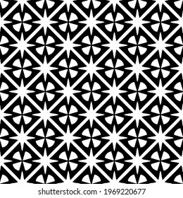 Geometric vector pattern with triangular elements. Seamless abstract ornament for wallpapers and backgrounds. Black and white colors.