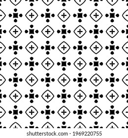 Geometric vector pattern with triangular elements. Seamless abstract ornament for wallpapers and backgrounds. Black and white colors.