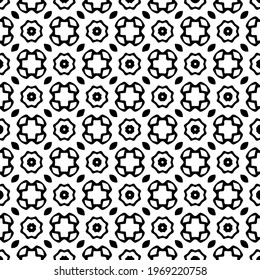 Geometric vector pattern with triangular elements. Seamless abstract ornament for wallpapers and backgrounds. Black and white colors.