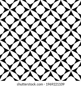Geometric vector pattern with triangular elements. Seamless abstract ornament for wallpapers and backgrounds. Black and white colors.