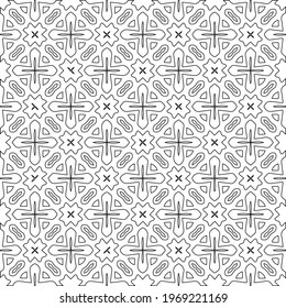 Geometric vector pattern with triangular elements. Seamless abstract ornament for wallpapers and backgrounds. Black and white colors.