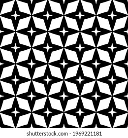 Geometric vector pattern with triangular elements. Seamless abstract ornament for wallpapers and backgrounds. Black and white colors.