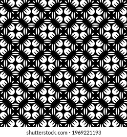 Geometric vector pattern with triangular elements. Seamless abstract ornament for wallpapers and backgrounds. Black and white colors.