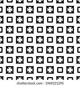 Geometric vector pattern with triangular elements. Seamless abstract ornament for wallpapers and backgrounds. Black and white colors.