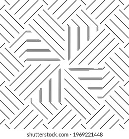 Geometric vector pattern with triangular elements. Seamless abstract ornament for wallpapers and backgrounds. Black and white colors.