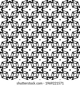 Geometric vector pattern with triangular elements. Seamless abstract ornament for wallpapers and backgrounds. Black and white colors.