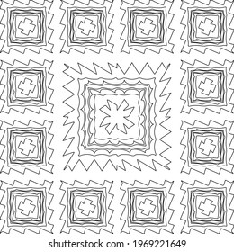 Geometric vector pattern with triangular elements. Seamless abstract ornament for wallpapers and backgrounds. Black and white colors.