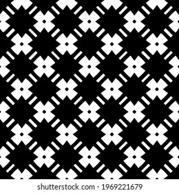 Geometric vector pattern with triangular elements. Seamless abstract ornament for wallpapers and backgrounds. Black and white colors.