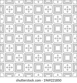 Geometric vector pattern with triangular elements. Seamless abstract ornament for wallpapers and backgrounds. Black and white colors.