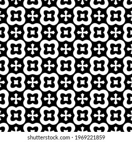 Geometric vector pattern with triangular elements. Seamless abstract ornament for wallpapers and backgrounds. Black and white colors.