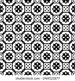 Geometric vector pattern with triangular elements. Seamless abstract ornament for wallpapers and backgrounds. Black and white colors.
