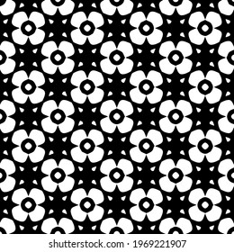 Geometric vector pattern with triangular elements. Seamless abstract ornament for wallpapers and backgrounds. Black and white colors.