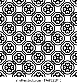 Geometric vector pattern with triangular elements. Seamless abstract ornament for wallpapers and backgrounds. Black and white colors.