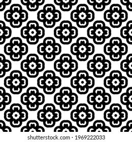 Geometric vector pattern with triangular elements. Seamless abstract ornament for wallpapers and backgrounds. Black and white colors.