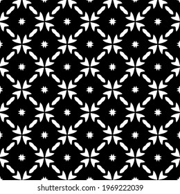 Geometric vector pattern with triangular elements. Seamless abstract ornament for wallpapers and backgrounds. Black and white colors.