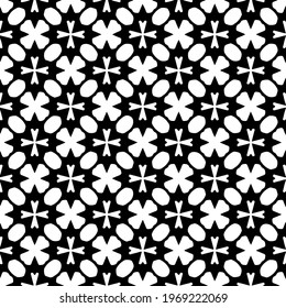 Geometric vector pattern with triangular elements. Seamless abstract ornament for wallpapers and backgrounds. Black and white colors.