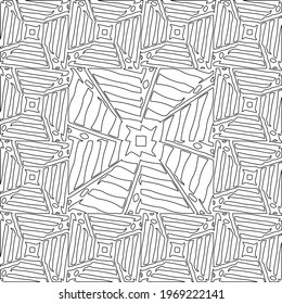 Geometric vector pattern with triangular elements. Seamless abstract ornament for wallpapers and backgrounds. Black and white colors.