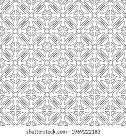 Geometric vector pattern with triangular elements. Seamless abstract ornament for wallpapers and backgrounds. Black and white colors.