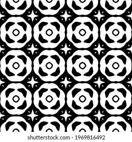  Geometric vector pattern with triangular elements. Seamless abstract ornament for wallpapers and backgrounds. Black and white colors.