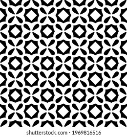  Geometric vector pattern with triangular elements. Seamless abstract ornament for wallpapers and backgrounds. Black and white colors.