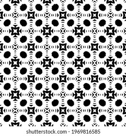  Geometric vector pattern with triangular elements. Seamless abstract ornament for wallpapers and backgrounds. Black and white colors.