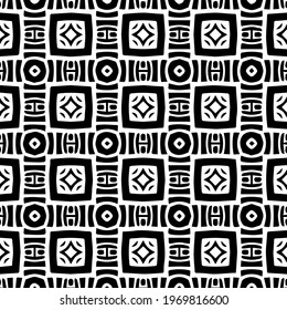  Geometric vector pattern with triangular elements. Seamless abstract ornament for wallpapers and backgrounds. Black and white colors.
