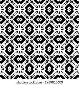  Geometric vector pattern with triangular elements. Seamless abstract ornament for wallpapers and backgrounds. Black and white colors.
