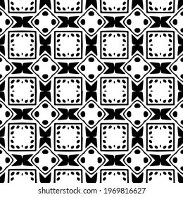  Geometric vector pattern with triangular elements. Seamless abstract ornament for wallpapers and backgrounds. Black and white colors.