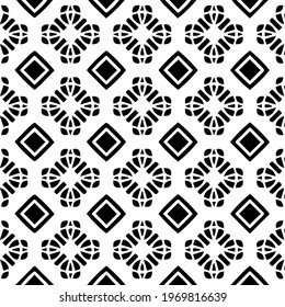  Geometric vector pattern with triangular elements. Seamless abstract ornament for wallpapers and backgrounds. Black and white colors.