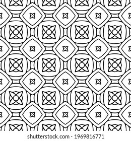  Geometric vector pattern with triangular elements. Seamless abstract ornament for wallpapers and backgrounds. Black and white colors.