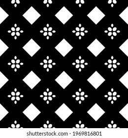  Geometric vector pattern with triangular elements. Seamless abstract ornament for wallpapers and backgrounds. Black and white colors.