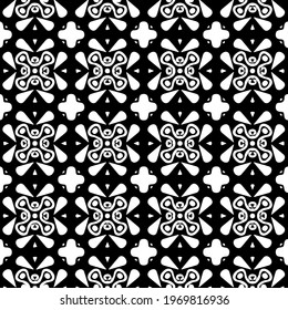  Geometric vector pattern with triangular elements. Seamless abstract ornament for wallpapers and backgrounds. Black and white colors.