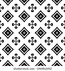  Geometric vector pattern with triangular elements. Seamless abstract ornament for wallpapers and backgrounds. Black and white colors.